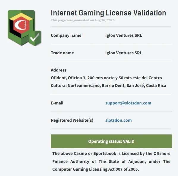 Geldigheid van internetgokvergunningen op de website van de toezichthouder