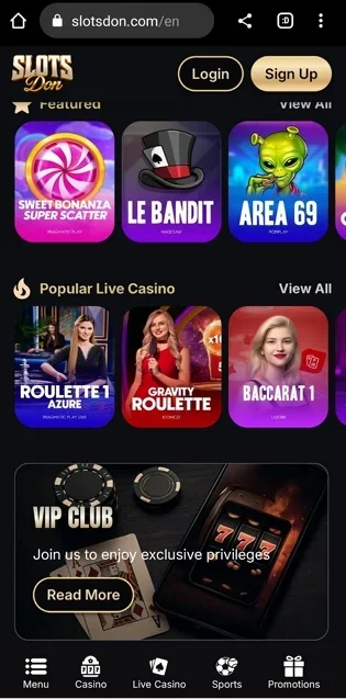 De interface van de mobiele versie